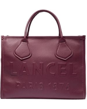 Lancel Medium Embossed-Logo Tote Bag - Purple