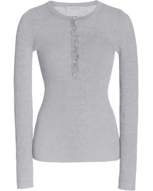Gabriela Hearst Julian Ribbed Henley T-Shirt - Gray