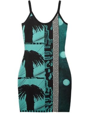 Versace Vestido Con Motivo Greca - Verde