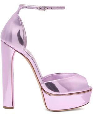 Casadei 140Mm Flora Intestellar Metallic Platform Heeled Sandals - Pink