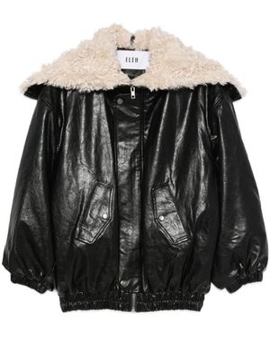 ELEH Faux-Shearling-Collar Bomber Jacket - Black