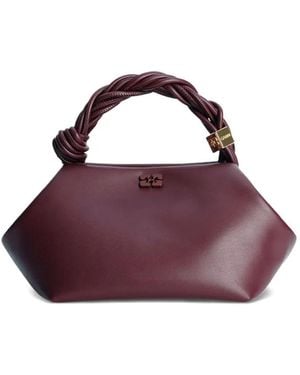 Ganni Small Bou Braided-Handle Tote Bag - Purple