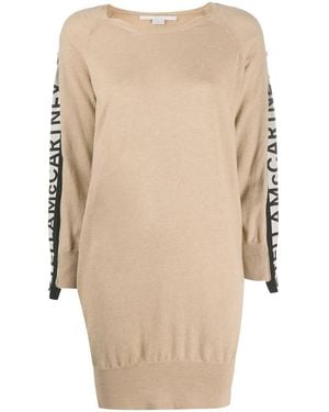 Stella McCartney Logo Stripe Knitted Dress - Natural
