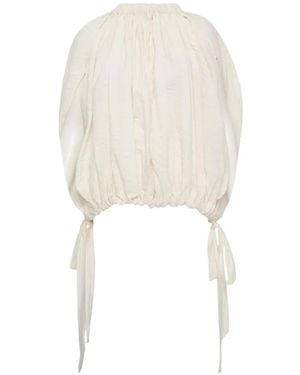 Lee Mathews Alexia Gathered Blouse - White