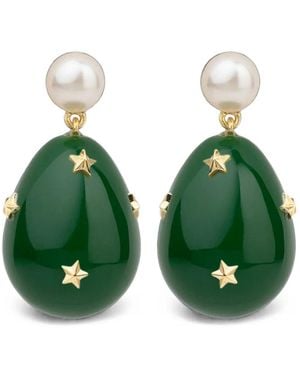 Eshvi Galaxy Mini Drop Earrings - Green