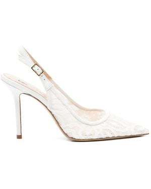 Fabio Rusconi Lace Slingback Court Shoes - White