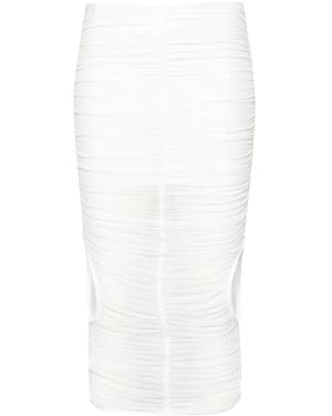 Mugler Mesh Ruched Midi Skirt - White