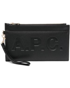 A.P.C. アニマルフリーレザー クラッチバッグ - ブラック