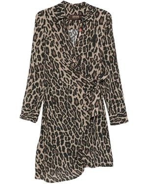 Bazar Deluxe Leopard Print Wrap Mini Dress - White
