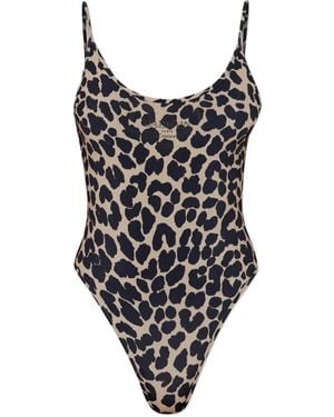 Balmain Leopard-Print Swimsuit - Black