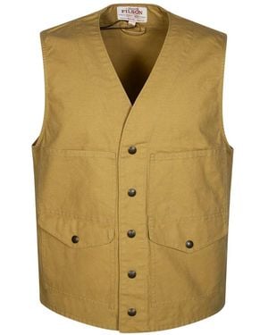 Filson Button Pocket Cotton Gilet - Green