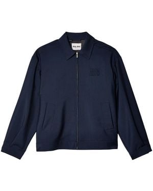 Miu Miu Women Kid Mohair Blouson Jacket - Blue