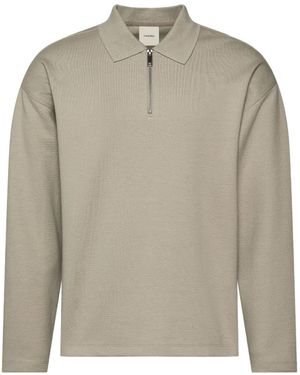 Calvin Klein Zip-Up Long-Sleeved Polo Shirt - Natural