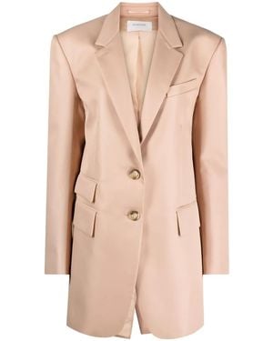 Sportmax Notched-Lapels Single-Breasted Blazer - Natural