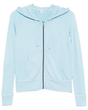 James Perse Badstof Hoodie Met Rits - Blauw