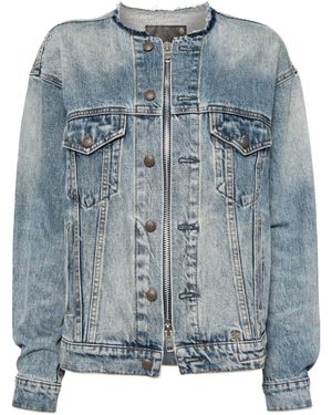 R13 Collarless Trucker Jacket - Blue