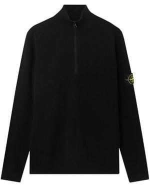 Stone Island Compass-Patch Half-Zip Jumper - Black