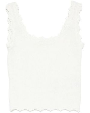 Low Classic Lace Sleeveless Top - White