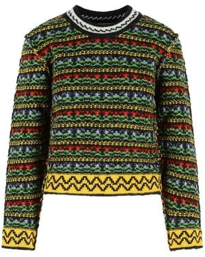 Marni Striped-Pattern Jumper - Green