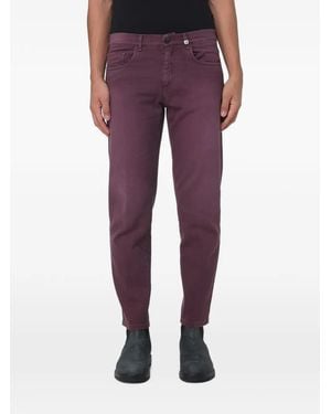 Myths Logo-Patch Straight-Leg Trousers - Purple
