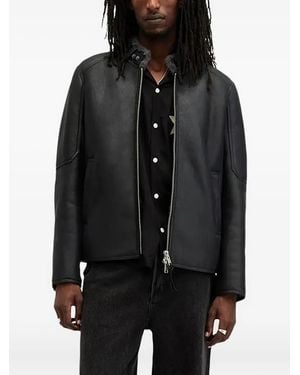 AllSaints Leather Zip-Front Jacket - Black