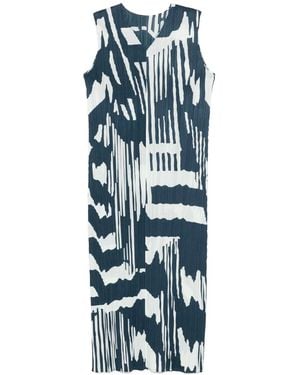 Pleats Please Issey Miyake Abstract-Print Midi Dress - Blue