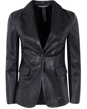 The Jackie Leathers Triz Blazer Met Leren Vlakken - Zwart