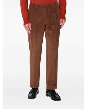 Santaniello Regular Plooibroek Met Ribfluwelen Textuur - Bruin
