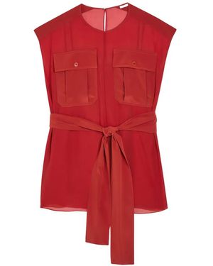 JOSEPH Button Patch-Pocket Top - Red