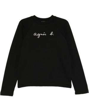 agnès b. Logo-Print Sweater - Black