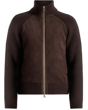 Manière De Voir Rami Faux-Suede & Knit Jacket - Brown