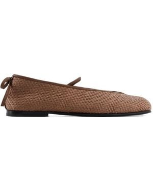 NODALETO Bulla Node Woven Tie Ballet Flats - Brown