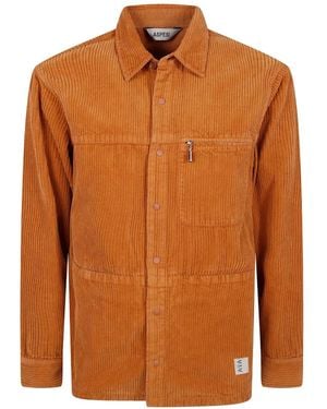 Aspesi Camisa Con Bolsillo En El Pecho De Pana - Naranja