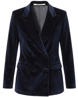 Tagliatore Paris Double-Breasted Velvet Blazer - Blue