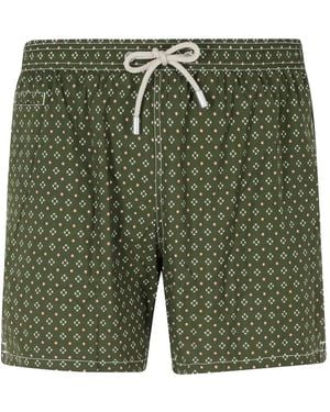 MC2 Saint Barth Lighting Micro Geometric-Print Swim Shorts - Green