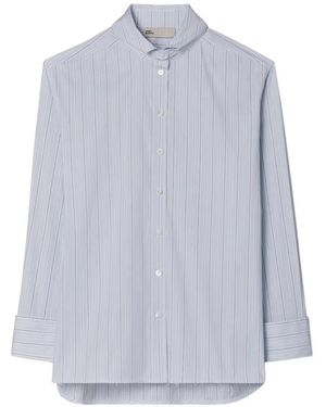 Tory Burch Camisa A Rayas De Algodón - Gris
