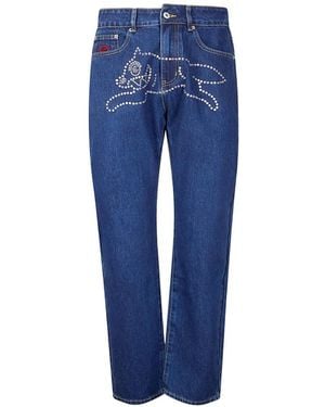 ICECREAM Jean À Ornements En Cristal Running Dog - Blue