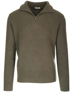 Al Duca d'Aosta Ribbed Half-Zip Jumper - Green