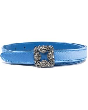 Manolo Blahnik Hangisi 20Mm Crystal-Embellished Belt - Blue