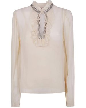 Twinset Embellished Ruffled Blouse - White