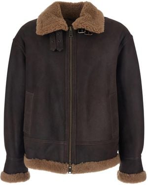 Arma Strap Closure Shearling Jacket - Black