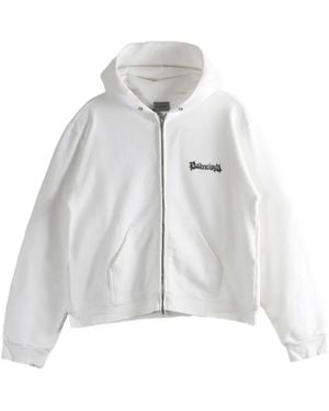 Balenciaga Graphic-Print Zip-Up Hoodie - White
