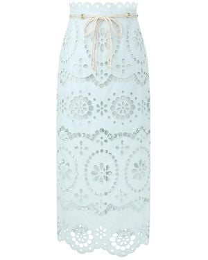 Zimmermann Awaken Embroidered Midi Skirt - Blue