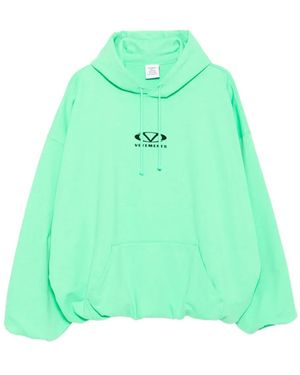 Vetements Felpa Con Logo Oval E Cappuccio - Verde