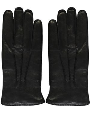 Moorer Topstitched Leather Gloves - Black