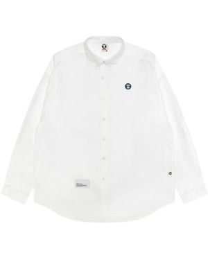 Aape By A Bathing Ape Moonface Logo-Patch Button-Down Shirt - White