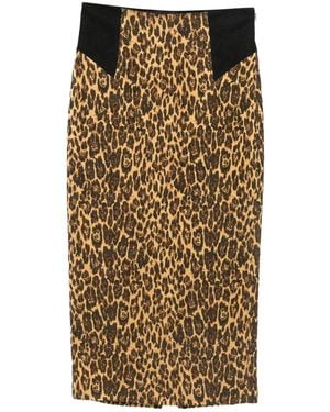 Rochas Midi-Rok Met Luipaardprint - Metallic