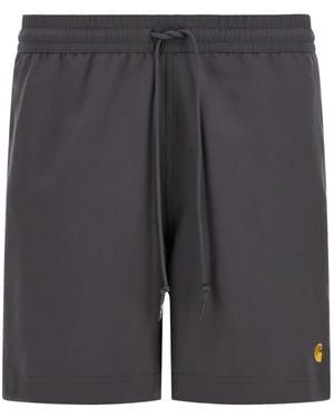 Carhartt Chase Logo-Embroidered Swim Shorts - Grey