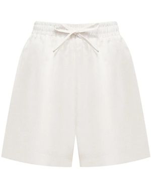 12 STOREEZ Shorts Aus Leinen Mit Hohem Bund - Weiß