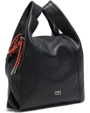 Bimba Y Lola Paper レザーハンドバッグ M - ブラック
